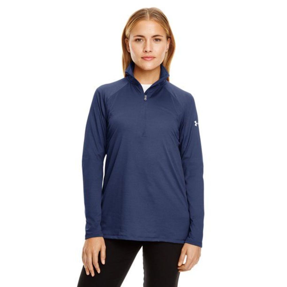Under Armour 1300132 Ladies' Tech Quarter-Zip Midnight Navy White XS